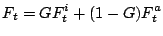 $\displaystyle F_t = G F_t^i + (1-G) F_t^a$